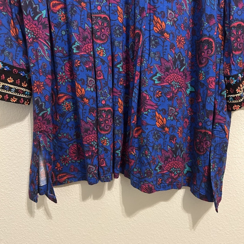 Soft Surroundings Tamuri Beaded Tunic Size 2X Boho Coastal Hippie Resortwear - Picture 8 of 16